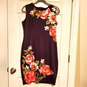 Black Floral Printed Dress NWOT